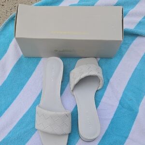 Marc Fisher Women's Cream Woven Slide Sandals